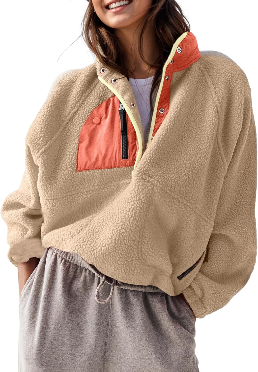 AMEBELLE Women’s Lightweight Fleece Pullover Jacket Cropped Fall Winter Fuzzy Sherpa Jacket Sweatshirt Coat with Pockets AMEBELLE Women’s Lightweight Fleece Pullover Jacket Cropped Fall Winter Fuzzy Sherpa Jacket Sweatshirt Coat with Pockets