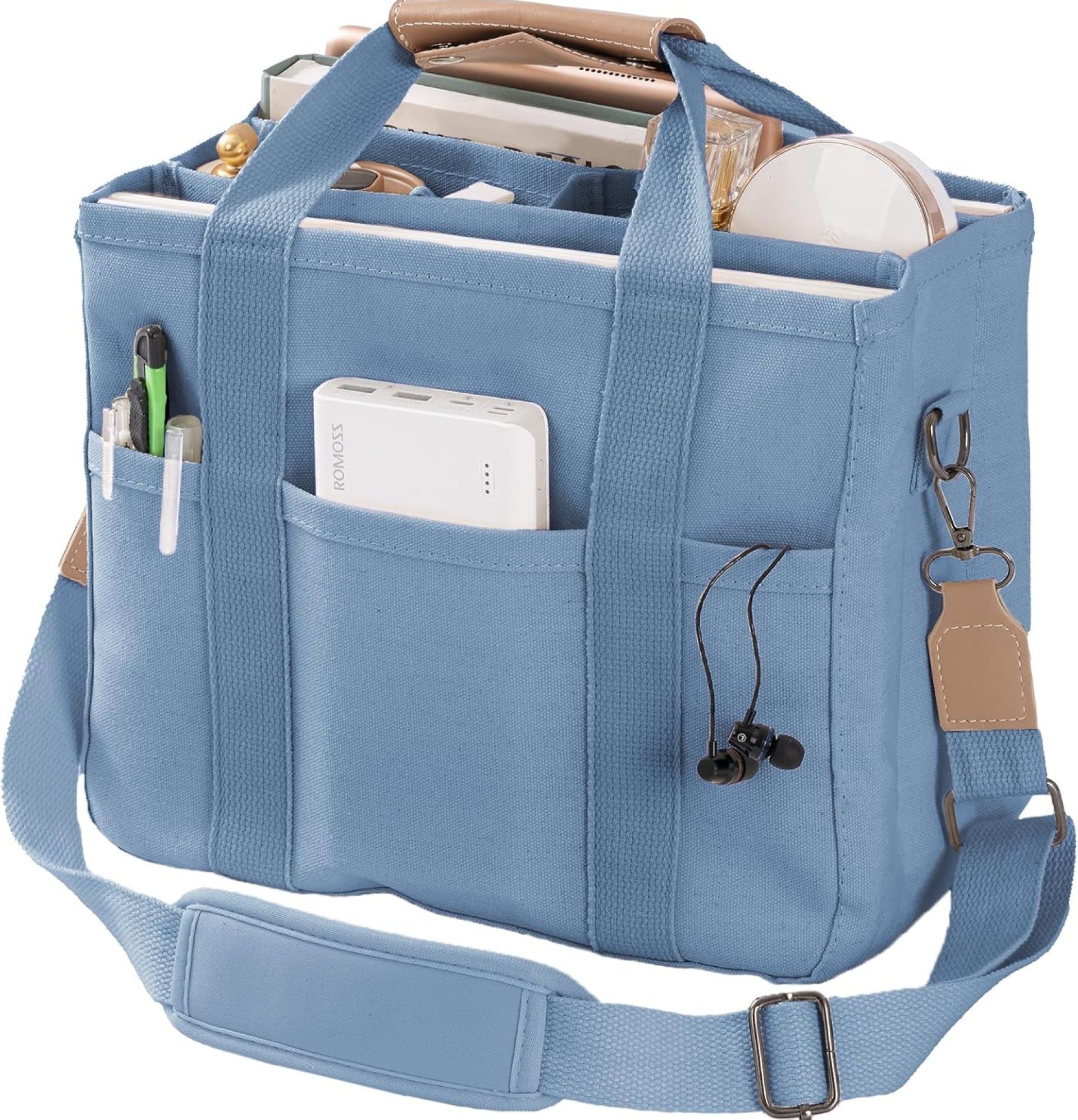 Canvas Tote Bag with Multi Pockets Crossbody Tote Bag for Women Shoulder Handbag Everything Tote Bag with Compartments Canvas Tote Bag with Multi Pockets Crossbody Tote Bag for Women Shoulder Handbag Everything Tote Bag with Compartments