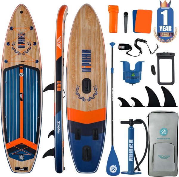 (Extra Large) Inflatable Paddle Board, SUP for 2+1 People/Family, Stand Up Paddle Board with Beginner Friendly Balanced Wing, Waterproof Phone Pouch, Paddle Boards for Adults, Gift Ideas