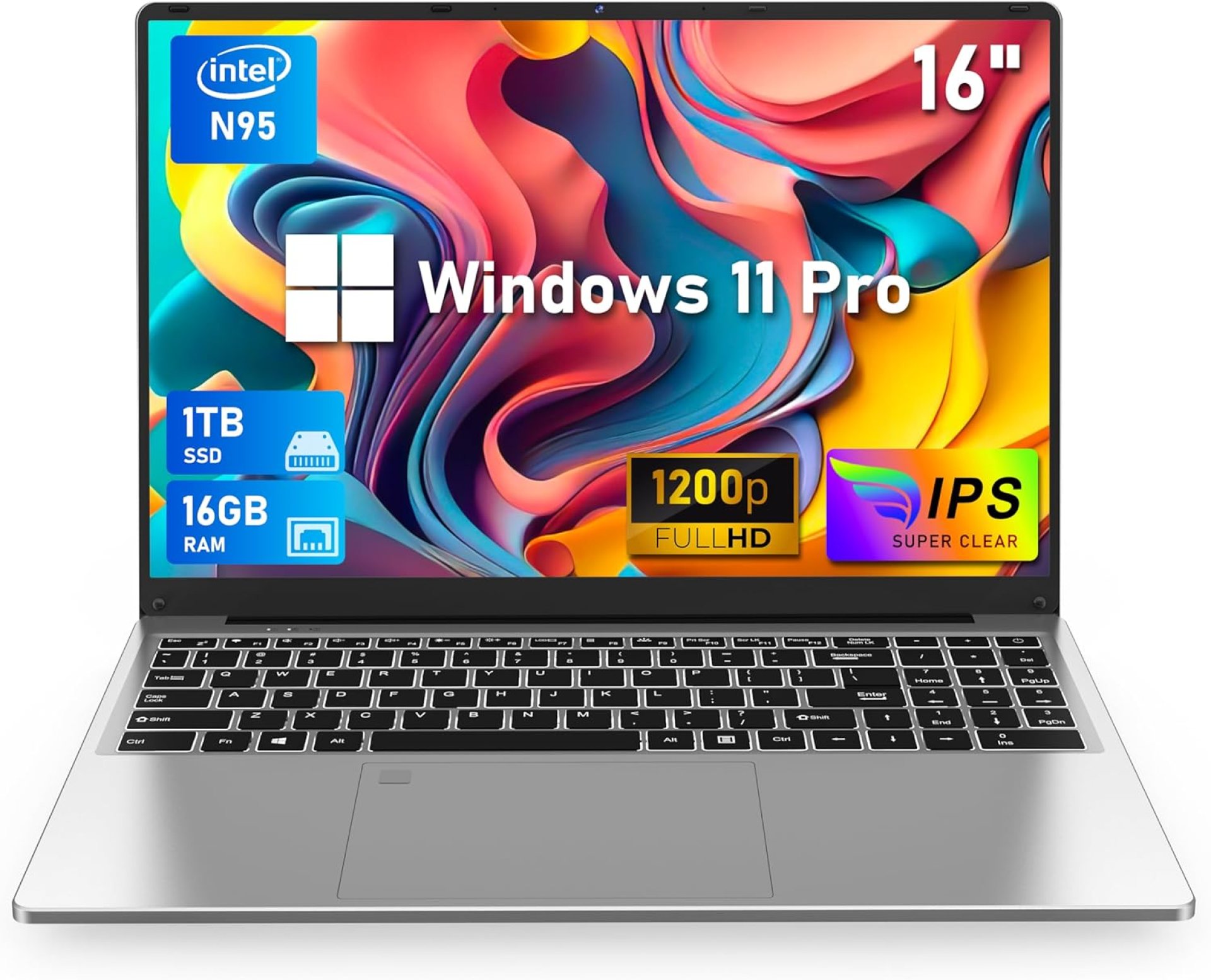 16 Inch Laptop Computer, Gaming Laptop, 16GB RAM 1TB SSD, N95 Processor, FHD 1920 * 1200, 180 Angle Open, Backlit Keyboard, Windows 11 Pro, Fingerprint Unlock, WiFi 5, BT 4.2 16 Inch Laptop Computer, Gaming Laptop, 16GB RAM 1TB SSD, N95 Processor, FHD 1920 * 1200, 180 Angle Open, Backlit Keyboard, Windows 11 Pro, Fingerprint Unlock, WiFi 5, BT 4.2