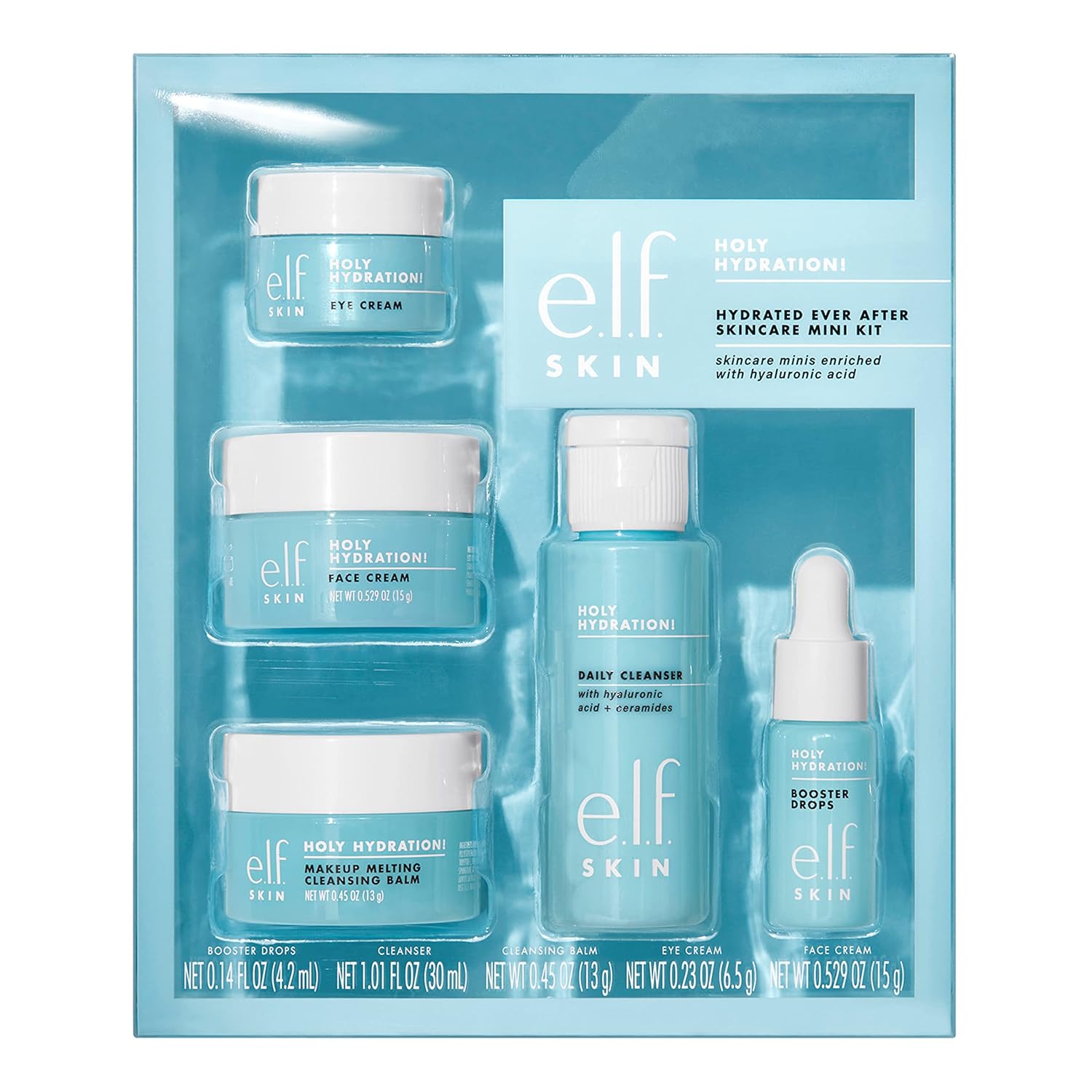 e.l.f. SKIN Hydrated Ever After Skincare Mini Kit, Cleanser, Makeup Remover, Moisturiser & Eye Cream For Hydrating Skin, Airplane-Friendly Sizes e.l.f. SKIN Hydrated Ever After Skincare Mini Kit, Cleanser, Makeup Remover, Moisturiser & Eye Cream For Hydrating Skin, Airplane-Friendly Sizes