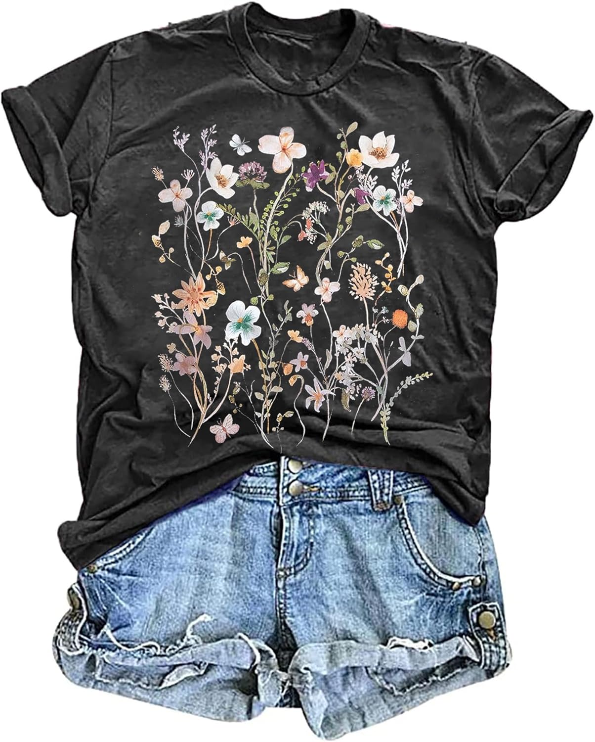 Women’s Vintage Floral T Shirt Boho Wildflower Graphic Loose Tees Short Sleeve Casual Tops Women’s Vintage Floral T Shirt Boho Wildflower Graphic Loose Tees Short Sleeve Casual Tops