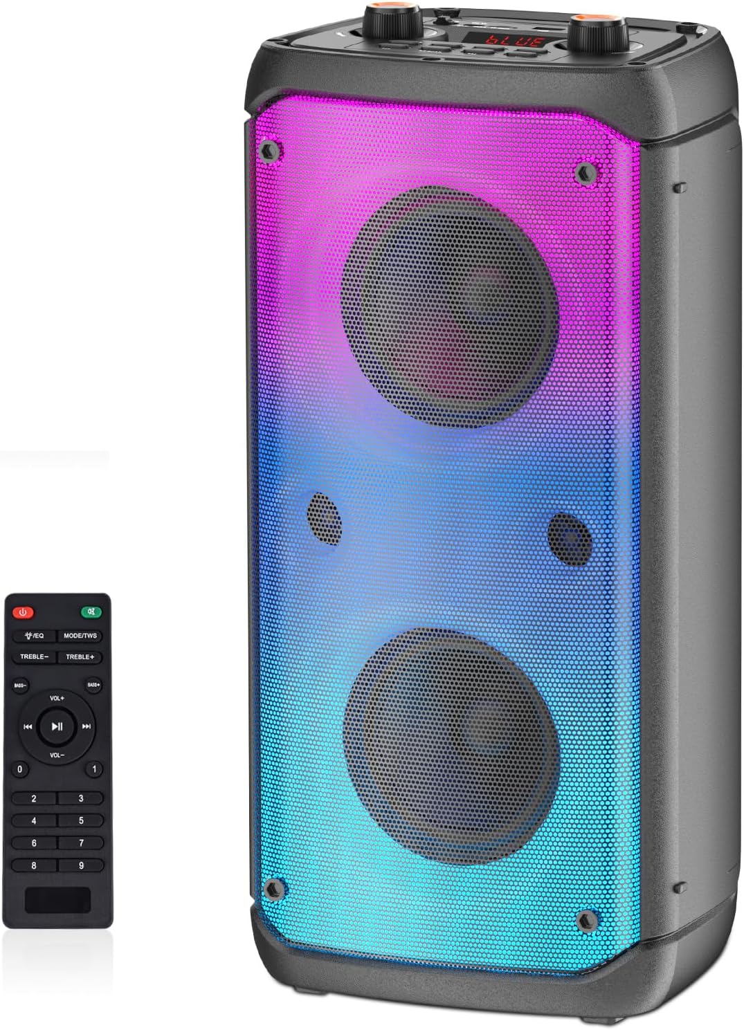 Bluetooth Speaker, 80W Peak Wireless TWS Portable Outdoor Party Speakers with Subwoofer, Deep Bass, LED Colorful Lights, Loud Stereo Sound Boombox with Radio for Home, Camping, Travel Bluetooth Speaker, 80W Peak Wireless TWS Portable Outdoor Party Speakers with Subwoofer, Deep Bass, LED Colorful Lights, Loud Stereo Sound Boombox with Radio for Home, Camping, Travel