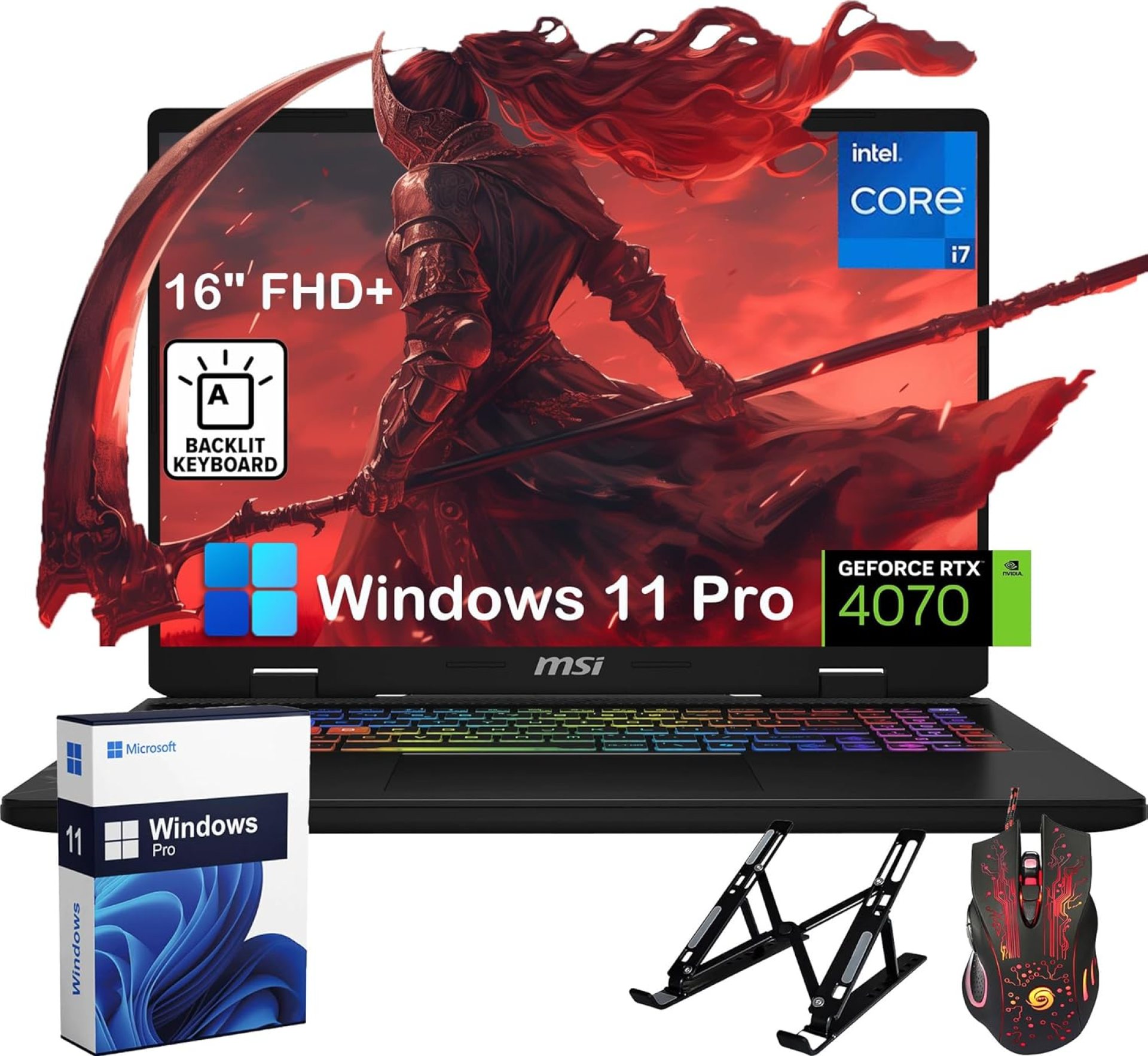 MSI Crosshair Gaming Laptop – 16″ FHD+ IPS Display, GeForce RTX 4070, Intel 16-Core i7-14650HX, 32GB DDR5 RAM, 1TB SSD, Backlit Keyboard, Wi-Fi, Windows 11 Pro, w/Accessories MSI Crosshair Gaming Laptop – 16″ FHD+ IPS Display, GeForce RTX 4070, Intel 16-Core i7-14650HX, 32GB DDR5 RAM, 1TB SSD, Backlit Keyboard, Wi-Fi, Windows 11 Pro, w/Accessories