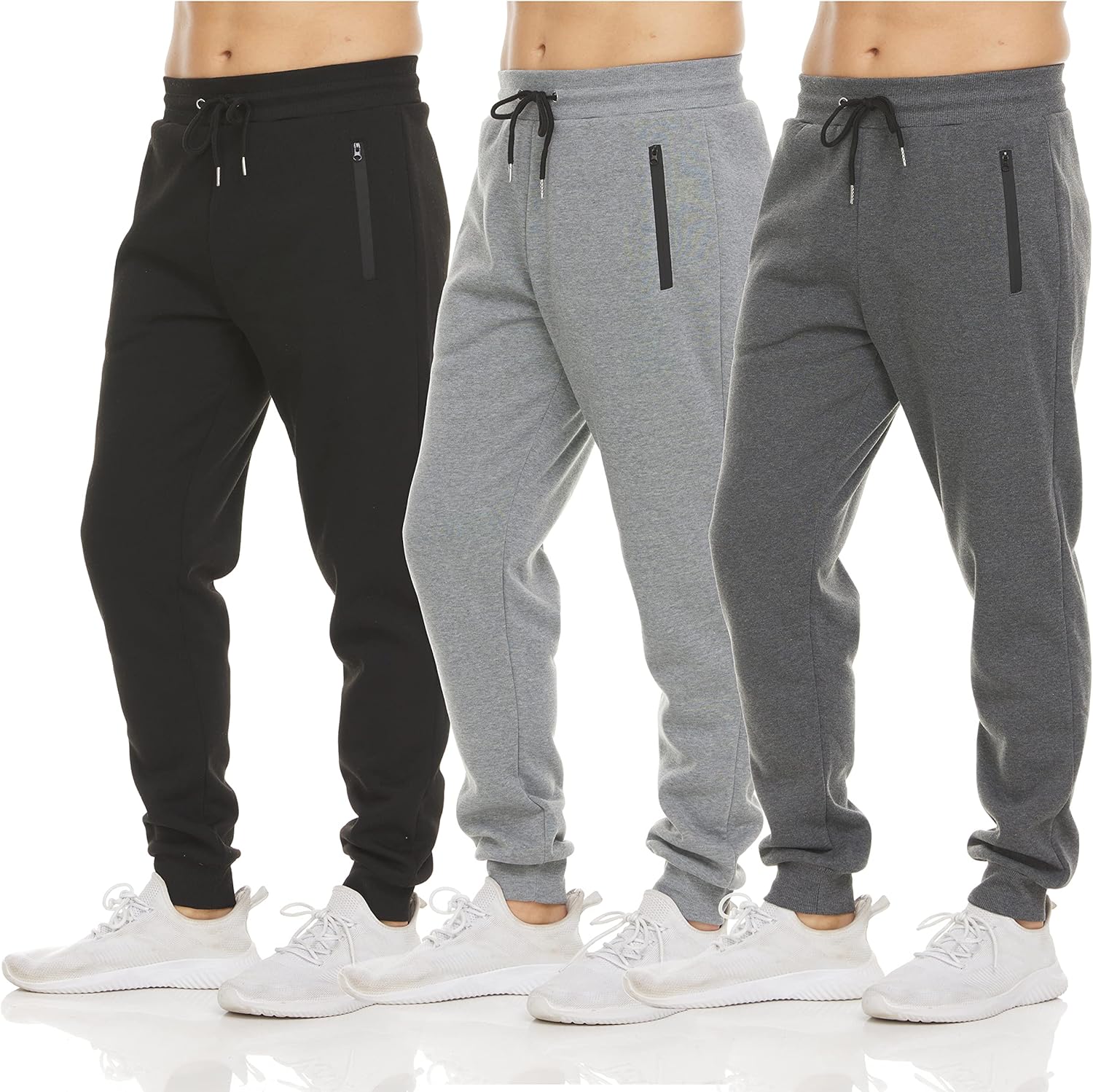 PURE CHAMP Mens 3 Pack Fleece Active Athletic Workout Jogger Sweatpants for Men with Zipper Pocket and Drawstring Size S-3XL PURE CHAMP Mens 3 Pack Fleece Active Athletic Workout Jogger Sweatpants for Men with Zipper Pocket and Drawstring Size S-3XL
