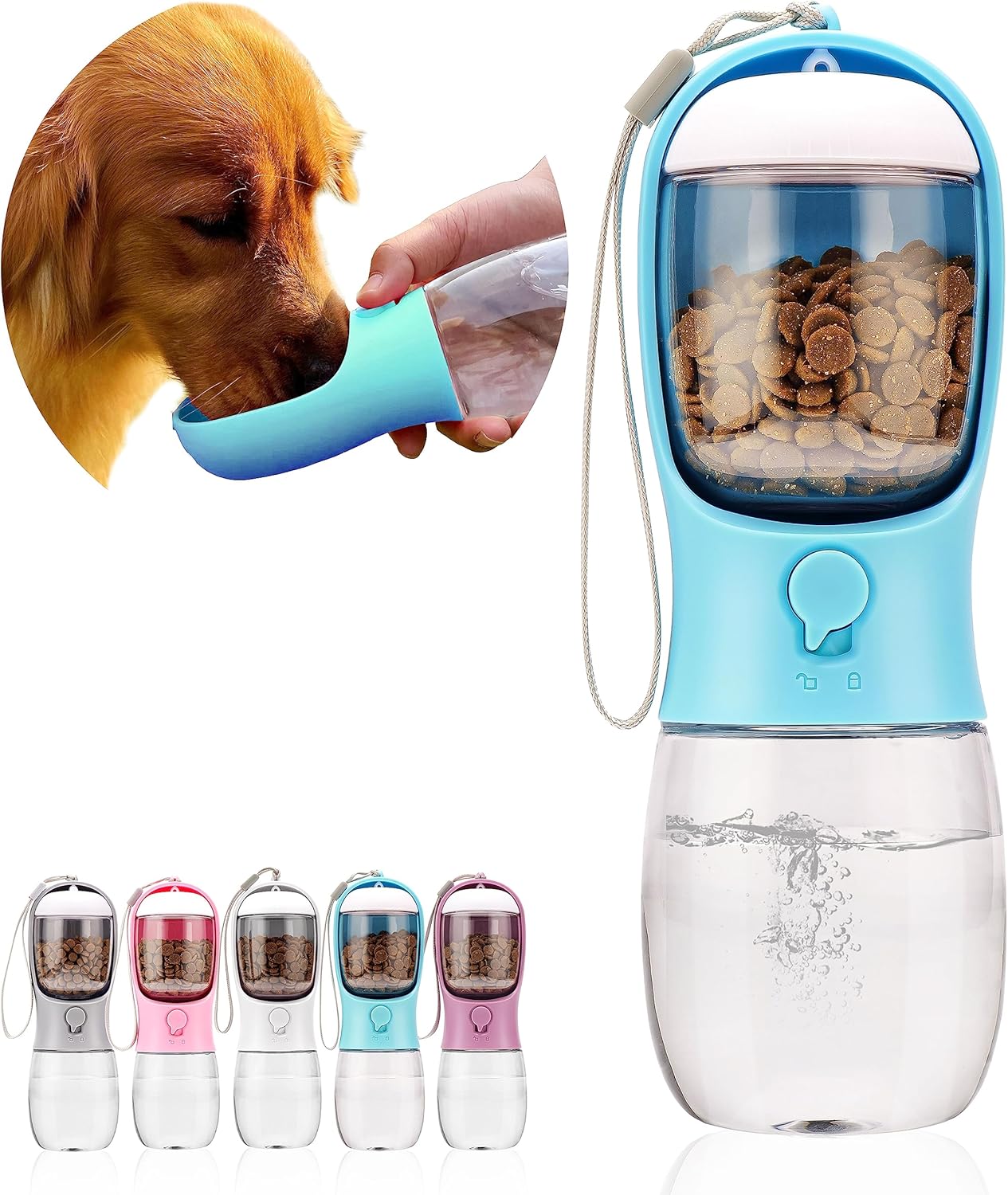 Dog Water Bottle,Portable Pet Water Bottle with Food Container,Outdoor Portable Water Dispenser for Cat,Puppy,Pets for Walking,Hiking,Travel,Puppy Essentials,Dog Stuff(10oz) Dog Water Bottle,Portable Pet Water Bottle with Food Container,Outdoor Portable Water Dispenser for Cat,Puppy,Pets for Walking,Hiking,Travel,Puppy Essentials,Dog Stuff(10oz)