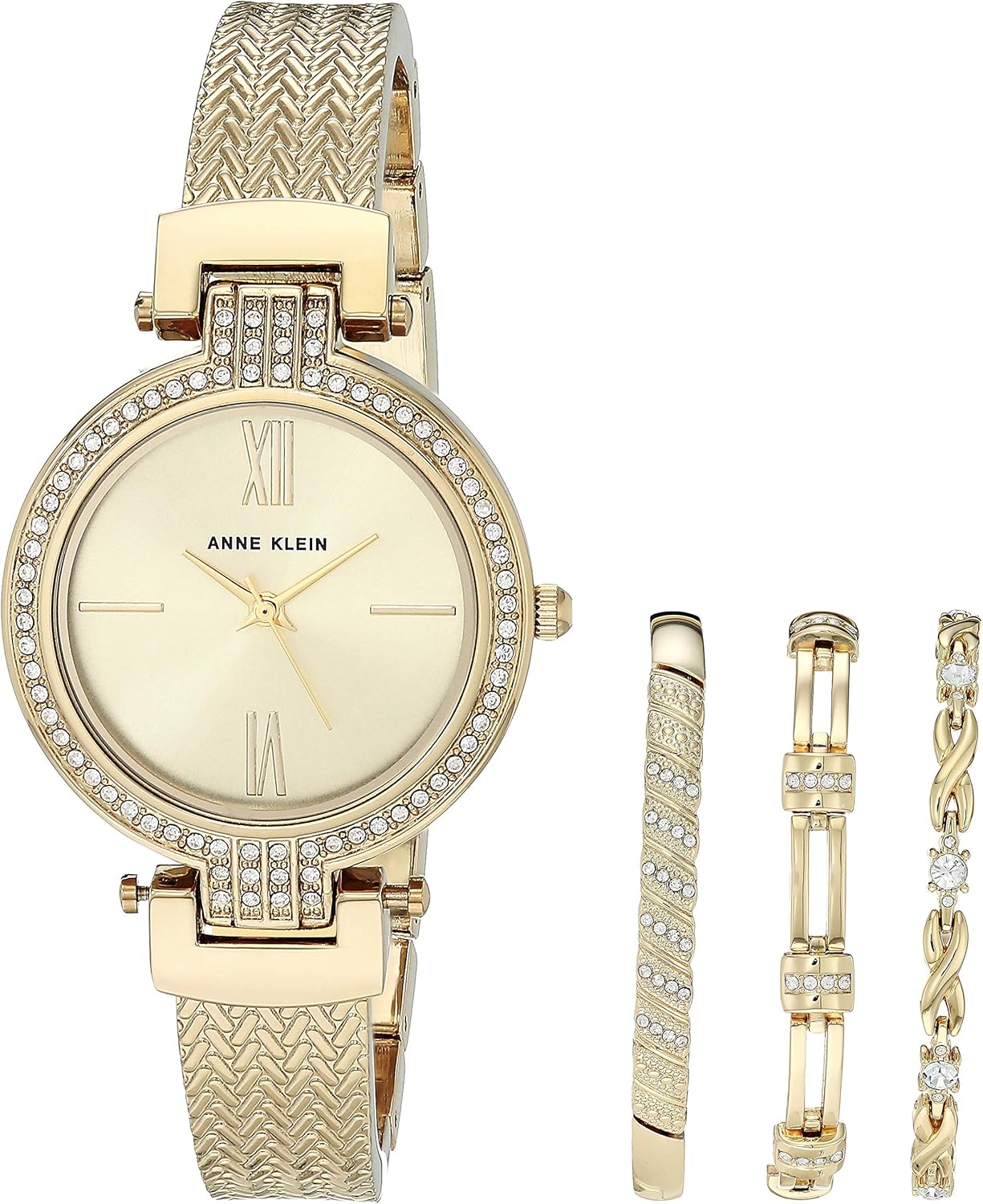 Anne Klein Women’s Premium Crystal Accented Watch and Bracelet Set, AK/3584 Anne Klein Women’s Premium Crystal Accented Watch and Bracelet Set, AK/3584
