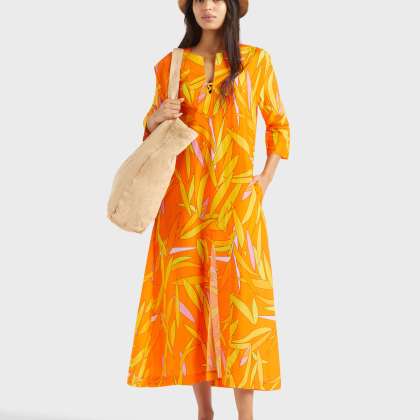 Vilebrequin - Madrague Kaftan Aus Baumwolle Und Seide Für Damen - Kaftan - Leonor - Orange - Größe S – Bild 5