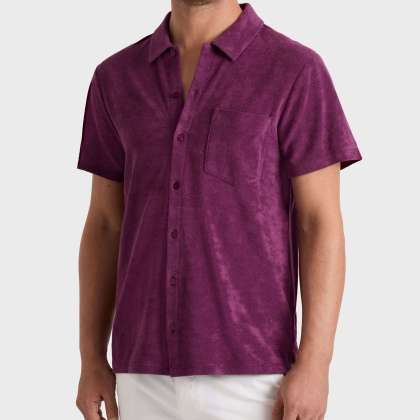 Vilebrequin - Solid Bowling-hemd Aus Frottee Für Herren - Hemd - Charli - Violett - Größe M – Bild 3