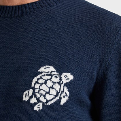 Vilebrequin - Turtle Rundhalspullover Aus Baumwolle Und Kaschmir Für Herren - Pullover - Payol - Blau - Größe XL – Bild 5