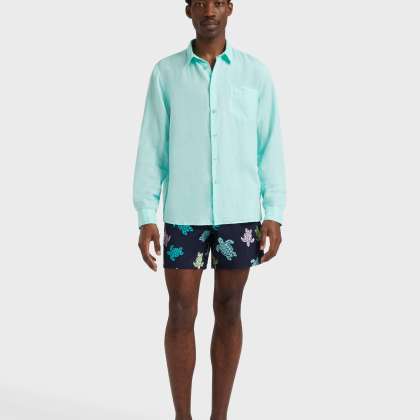 Vilebrequin - Einfarbiges Hemd Aus Leinen Für Herren - Hemd - Caroubis - Grün - Größe XXL – Bild 3