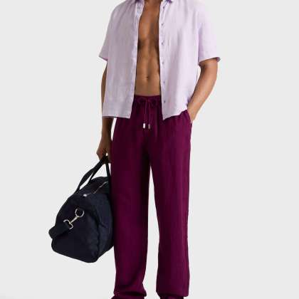 Vilebrequin - Solid Weite Leinenhose Für Herren - Hose - Pacha - Violett - Größe S – Bild 3