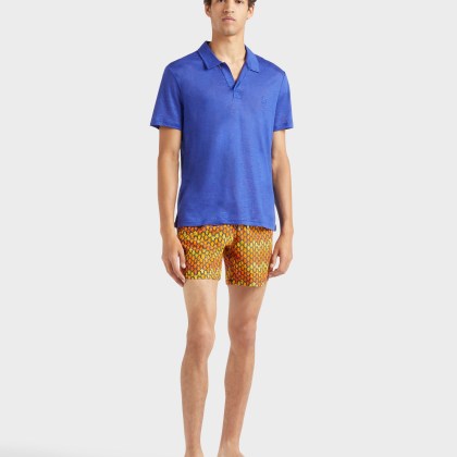 Vilebrequin - Einfarbiges Polohemd Aus Leinenjersey Für Herren - Polohemd - Pyramid - Blau - Größe M – Bild 3