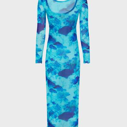 Vilebrequin - Langes Coral Reef Tüllkleid Für Damen - Kleid - Lisabeth - Blau - Größe S – Bild 2