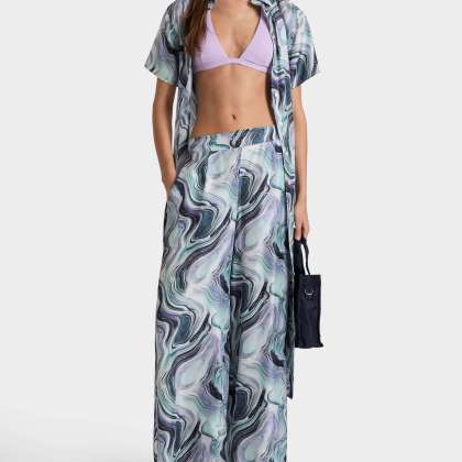 Vilebrequin - Marble Seidenhose Mit Weitem Bein Für Damen - Hose - Ling - Weiss - Größe L – Bild 5