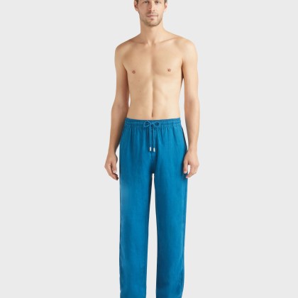 Vilebrequin - Solid Weite Leinenhose Für Herren - Hose - Pacha - Blau - Größe M
