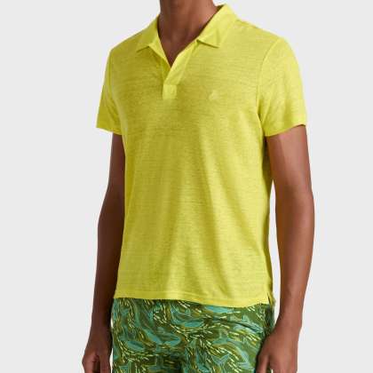 Vilebrequin - Einfarbiges Polohemd Aus Leinenjersey Für Herren - Polohemd - Pyramid - Grün - Größe XL – Bild 3