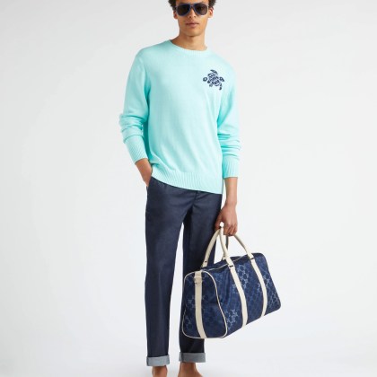 Vilebrequin - Turtle Rundhalspullover Aus Baumwolle Und Kaschmir Für Herren - Pullover - Rayol - Blau - Größe XXXL – Bild 5