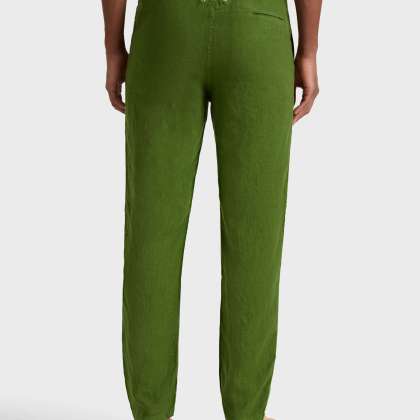 Vilebrequin - Solid Gerade Geschnittene Leinenhose Für Herren - Hose - Parc - Grün - Größe L – Bild 4