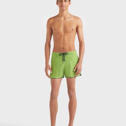 Vilebrequin - Solid Badeshorts Aus Leinen Für Herren - Bademode - Maurice - Grün - Größe S – Bild 3