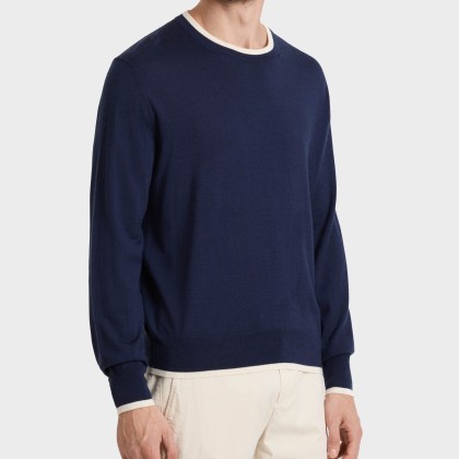 Vilebrequin - Rundhalspullover Aus Kaschmir, Seide Und Merinowolle Für Herren - Pullover - Pierre - Blau - Größe L – Bild 3