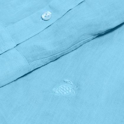 Vilebrequin - Einfarbiges Hemd Aus Leinen Für Herren - Hemd - Caroubis - Blau - Größe L – Bild 3