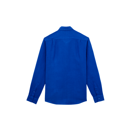 Vilebrequin Einfarbiges Hemd Aus Leinen Für Herren - Caroubis - Blau - Größe XL – Bild 2