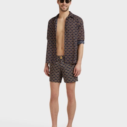 Vilebrequin - Kurze Turtles Chain Stretch-badeshorts Mit Flachem Bund Für Herren - Bademode - Menise - Blau - Größe XXXL – Bild 5