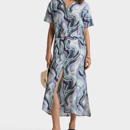 Vilebrequin - Langes Marble Hemdkleid Aus Seide Für Damen - Kleid - Loucia - Weiss - Größe L – Bild 3