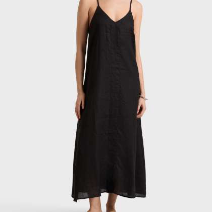 Vilebrequin - Damen Maxikleid Aus Leinen - Kleid - Loreon - Schwarz - Größe S – Bild 3