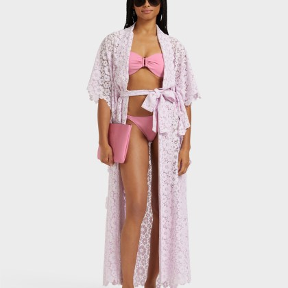 Vilebrequin - Damen Guipure-kimono Mit Blumen-spitze - Kimono - Kiyomi - Rosa - Größe OSFA – Bild 5