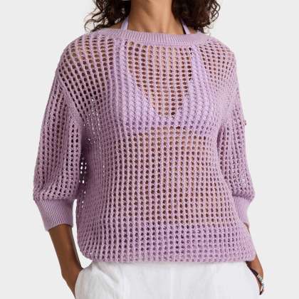 Vilebrequin - Solid Häkelpullover Für Damen - Pullover - Linh - Violett - Größe XL – Bild 3