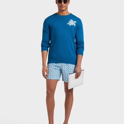 Vilebrequin - Turtle Rundhalspullover Aus Baumwolle Und Kaschmir Für Herren - Pullover - Rayol - Blau - Größe M – Bild 5