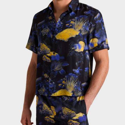 Vilebrequin - Coral Reef Bowling-hemd Aus Seide Für Herren - Hemd - Courbis - Schwarz - Größe XXL – Bild 3