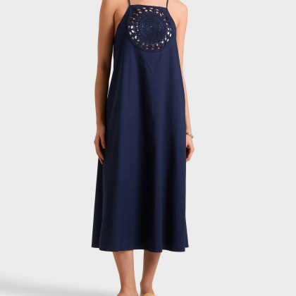 Vilebrequin - Midi-kleid Aus Popeline Mit Häkel-medaillon - Kleid - Lizie - Blau - Größe XS – Bild 3