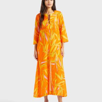 Vilebrequin - Madrague Kaftan Aus Baumwolle Und Seide Für Damen - Kaftan - Leonor - Orange - Größe S – Bild 3