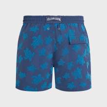 Vilebrequin - Beflockte Ronde Des Tortues Badeshorts Für Herren - Bademode - Moorea - Blau - Größe XL