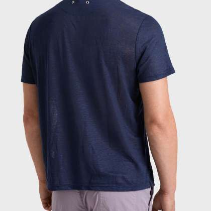 Vilebrequin - Einfarbiges Polohemd Aus Leinenjersey Für Herren - Polohemd - Pyramid - Blau - Größe XL