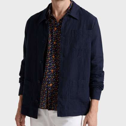 Vilebrequin - Herren-leinen-overshirt Uni - Jacke - Corentin - Blau - Größe XL – Bild 3