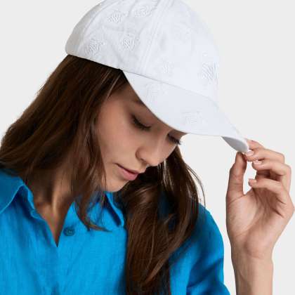 Vilebrequin - Bestickte Turtles All Over Schirmmütze - Mütze - Castle - Weiss - Größe OSFA