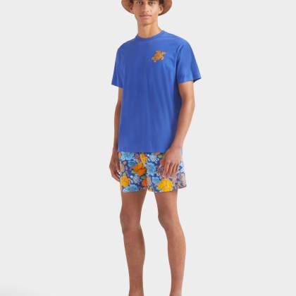 Vilebrequin - T-shirt Aus Bio-baumwolle Mit Aufgestickter, Großer Schildkröte Für Herren - T-shirt - Partisol - Blau - Größe XL – Bild 5