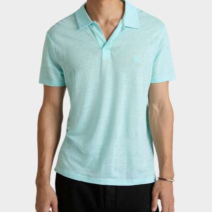 Vilebrequin - Einfarbiges Polohemd Aus Leinenjersey Für Herren - Polohemd - Pyramid - Blau - Größe XL – Bild 3