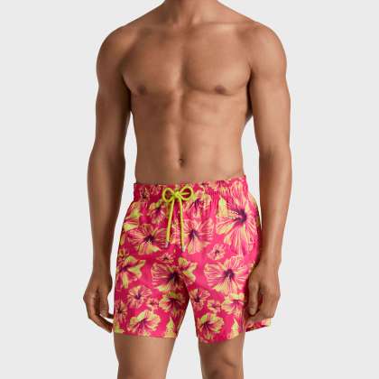 Vilebrequin - Ultraleichte Und Verstaubare Macro Hibiscus Badeshorts Für Herren - Bademode - Mahina - Rosa - Größe M – Bild 3