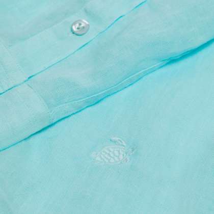 Vilebrequin - Einfarbiges Hemd Aus Leinen Für Herren - Hemd - Caroubis - Blau - Größe L – Bild 5