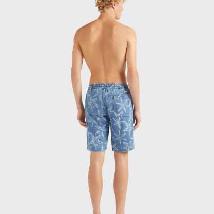 Vilebrequin - Bermudashorts Aus Leichtem Denim Mit Starfish-print Für Herren - Bermuda - Levant - Blau - Größe 30