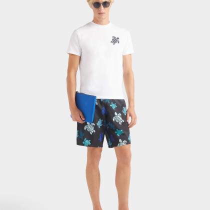 Vilebrequin - T-shirt Aus Bio-baumwolle Mit Aufgestickter, Großer Schildkröte Für Herren - T-shirt - Partisol - Weiss - Größe XXXL – Bild 5