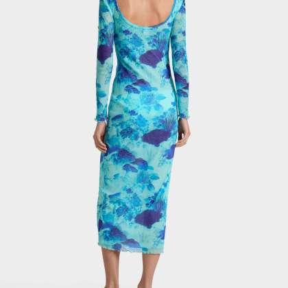 Vilebrequin - Langes Coral Reef Tüllkleid Für Damen - Kleid - Lisabeth - Blau - Größe XL – Bild 4