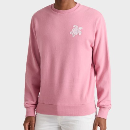 Vilebrequin - Baumwoll-sweatshirt Mit Rundhalsausschnitt Und Aufgestickter, Großer Schildkröte Für Herren - Sweatshirt - Jorasse - Rosa - Größe L – Bild 3