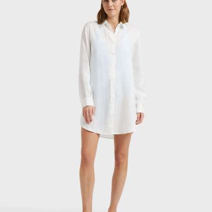 Vilebrequin - Solid Hemdkleid Aus Leinen Für Damen - Kleid Im Hemd-stil - Fragance - Weiss - Größe S – Bild 3