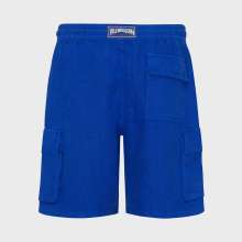 Vilebrequin - Einfarbige Leinen-bermudashorts Mit Cargotaschen Für Herren - Bermuda - Baie - Blau - Größe S